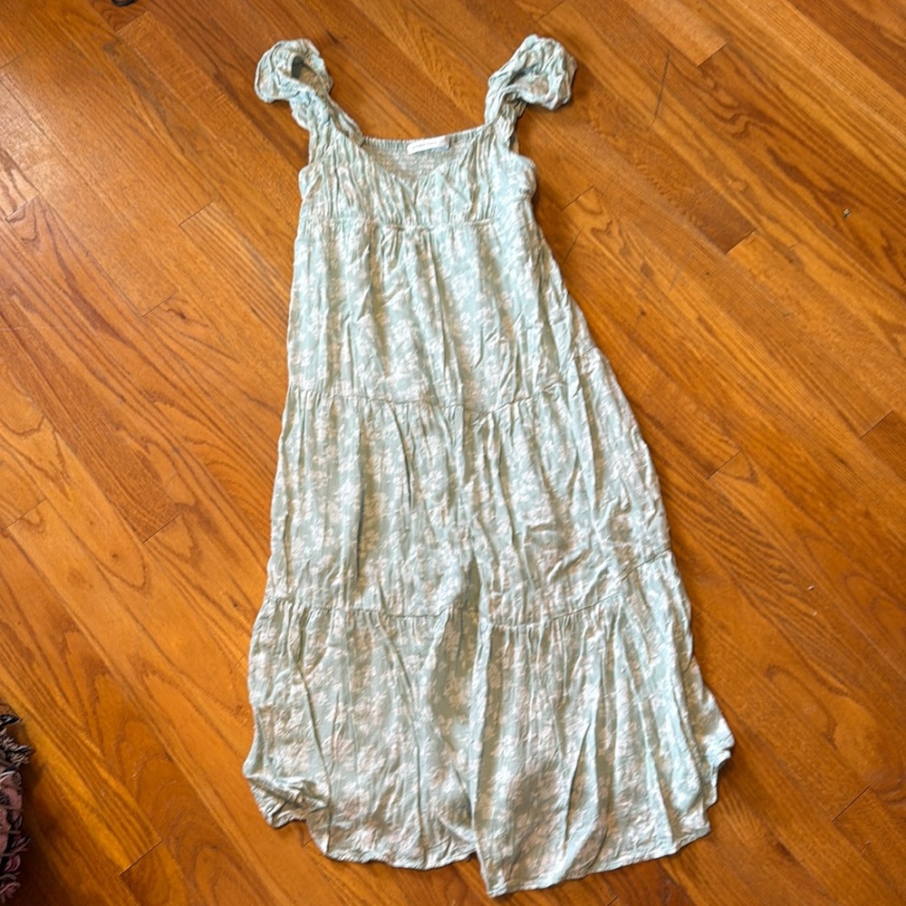 Altar’d State Floral Mint Green Midi Boho Peasant Dress Small